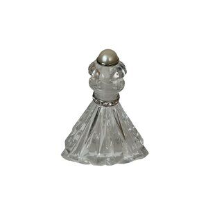 Vintage Czech Republic Crystal Perfume Bottle With Faux Pearl Stopper, 4.5 in.